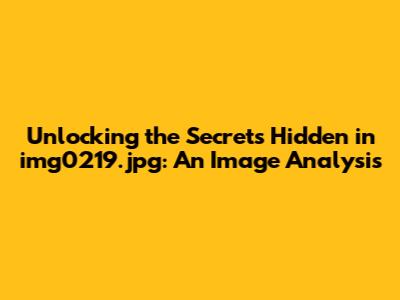 Unlocking the Secrets Hidden in img0219.jpg: An Image Analysis